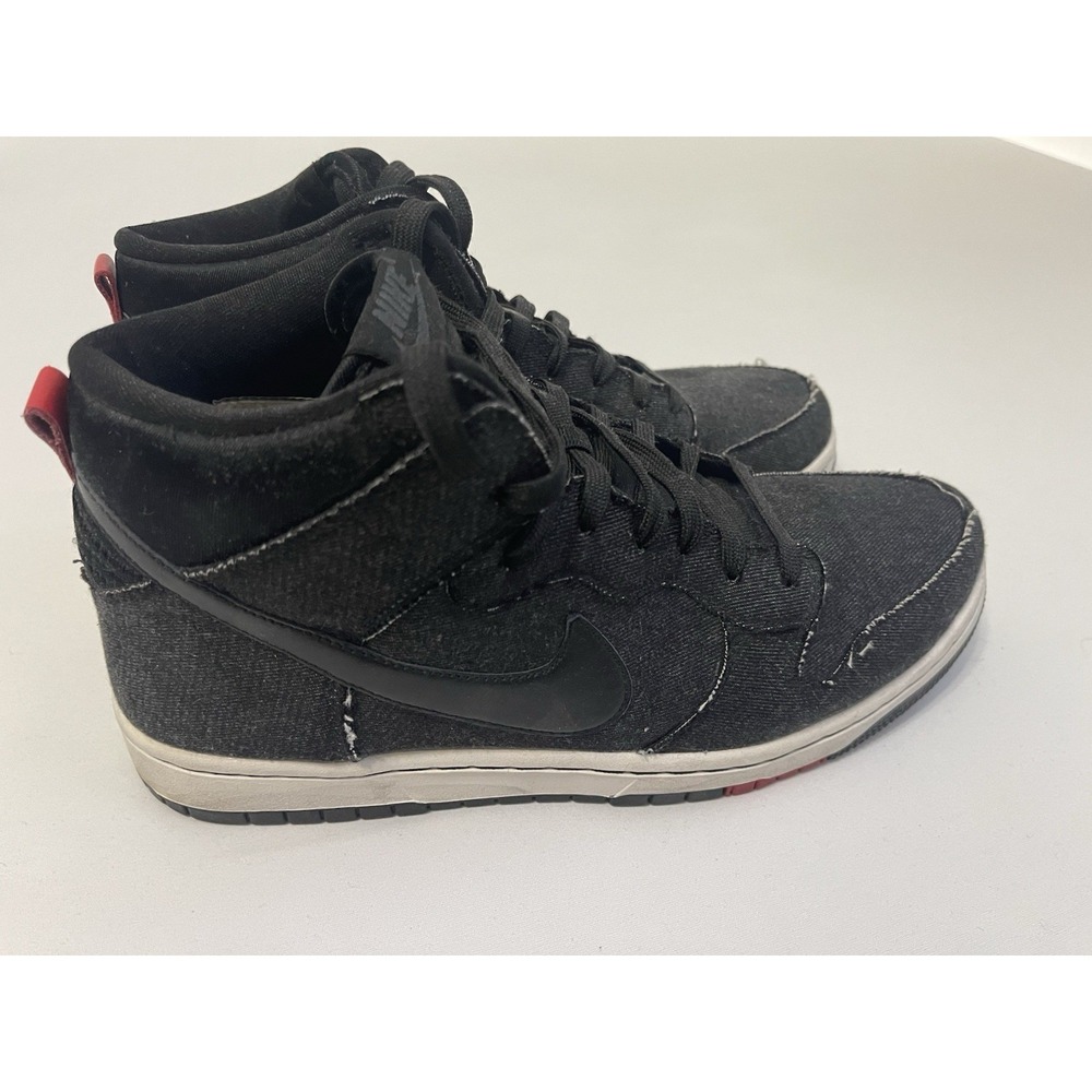 Nike Dunk CMFT High Top Lace Up Sneakers Black Denim 2015 705434-001 Size 9 - Picture 2 of 7